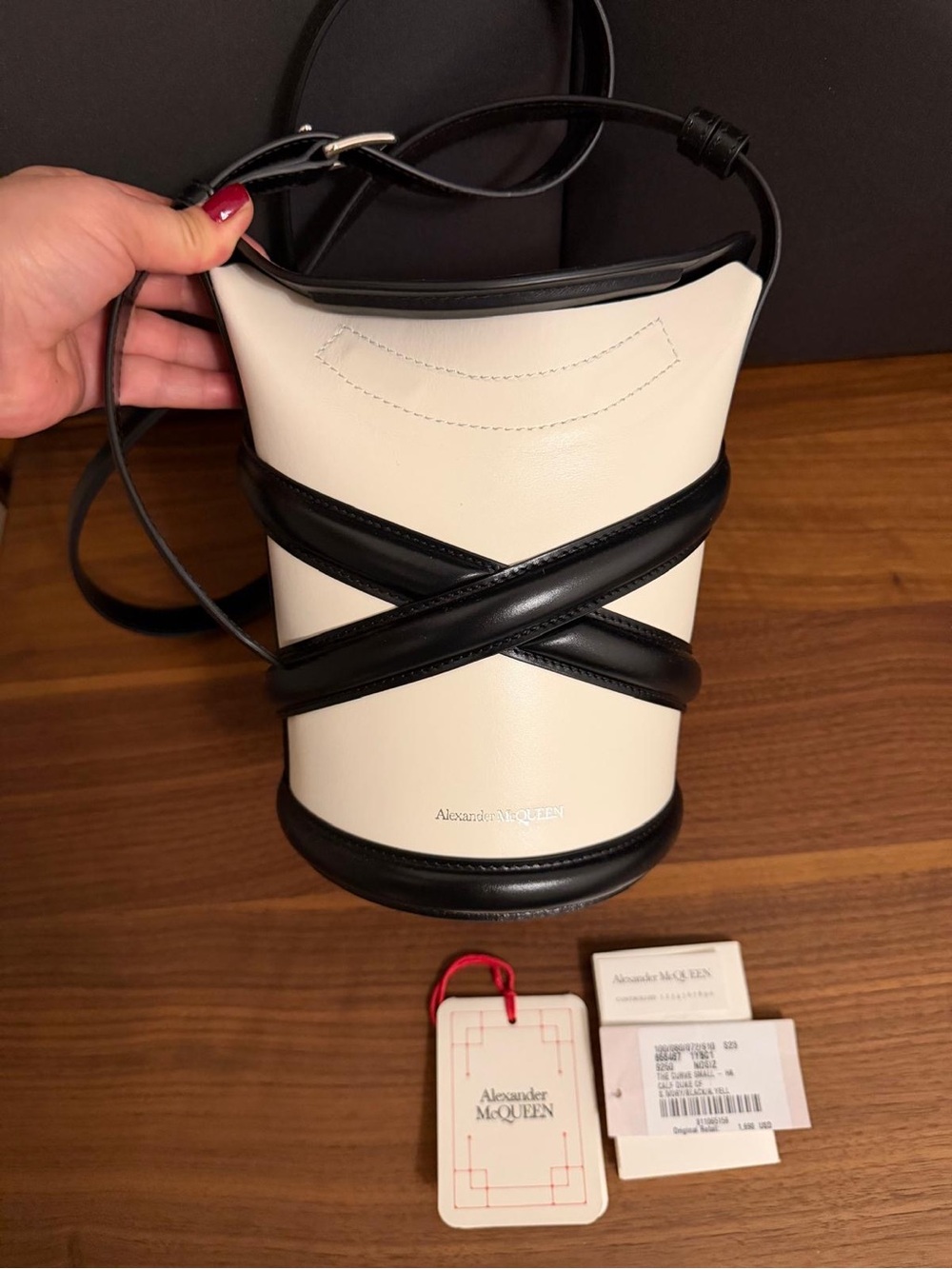 Alexander McQueen Cream and Black Shoulder Bag